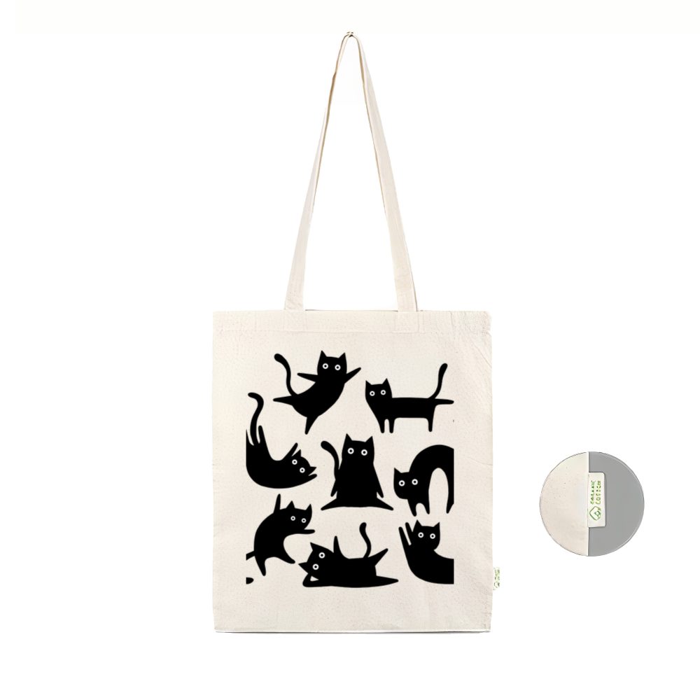 Prrrformans crne mačke, ceger od organskog pamuka, Ceger Art Dizajn