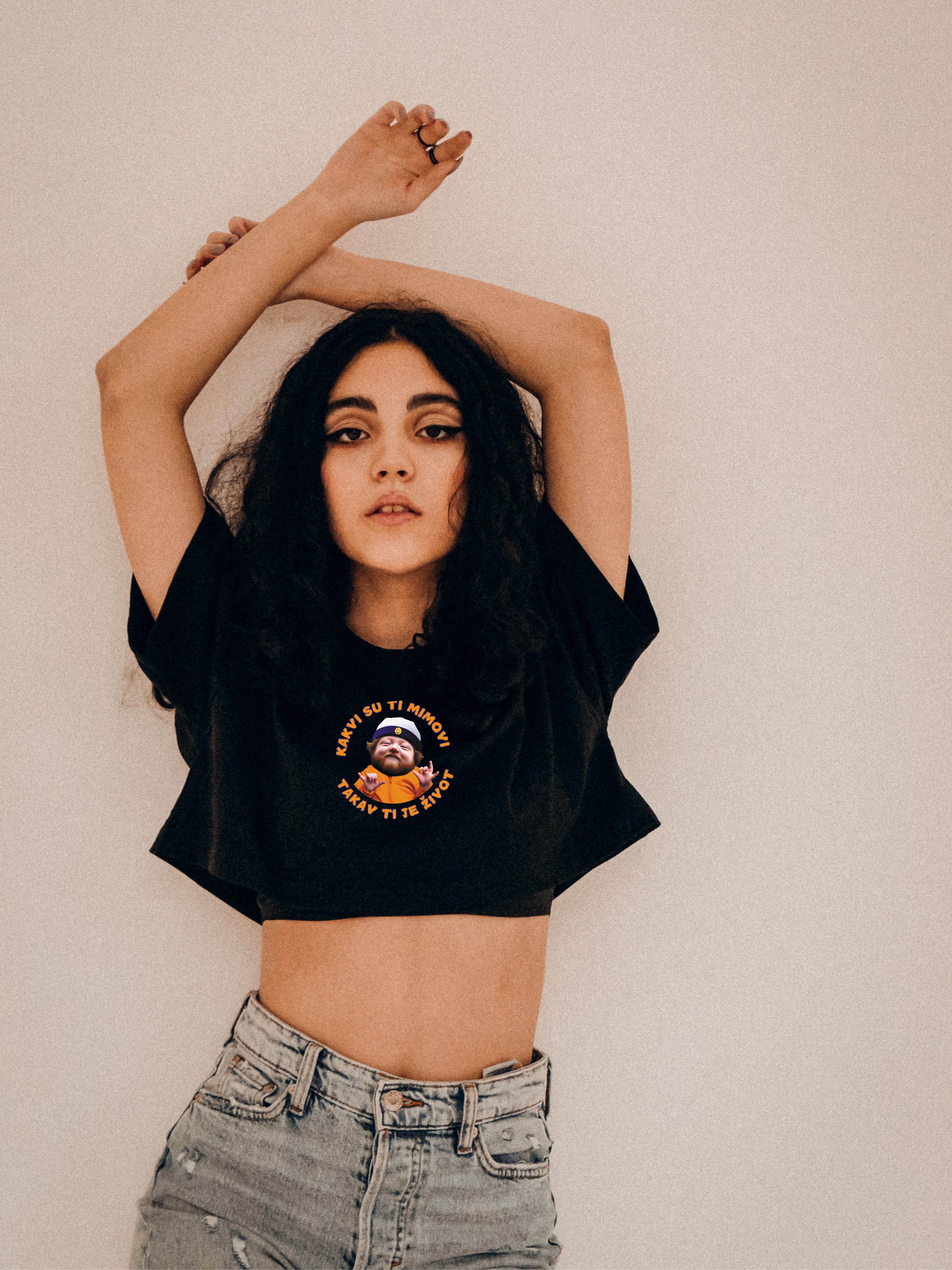  Ženska Krop top majica "Kakvi su ti mimovi, takav ti je život" - Mimovi Srbija