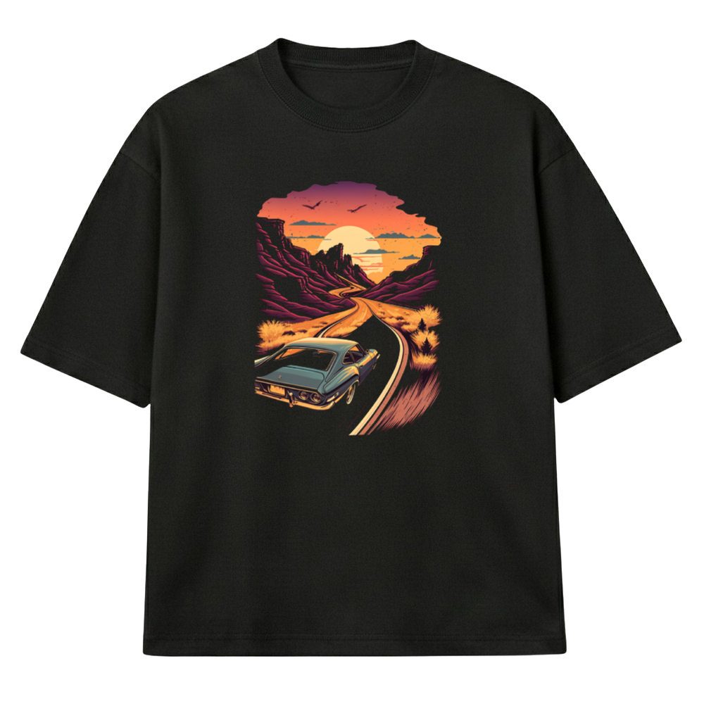 Retro Auto Zalazak Sunca - Muska Majica