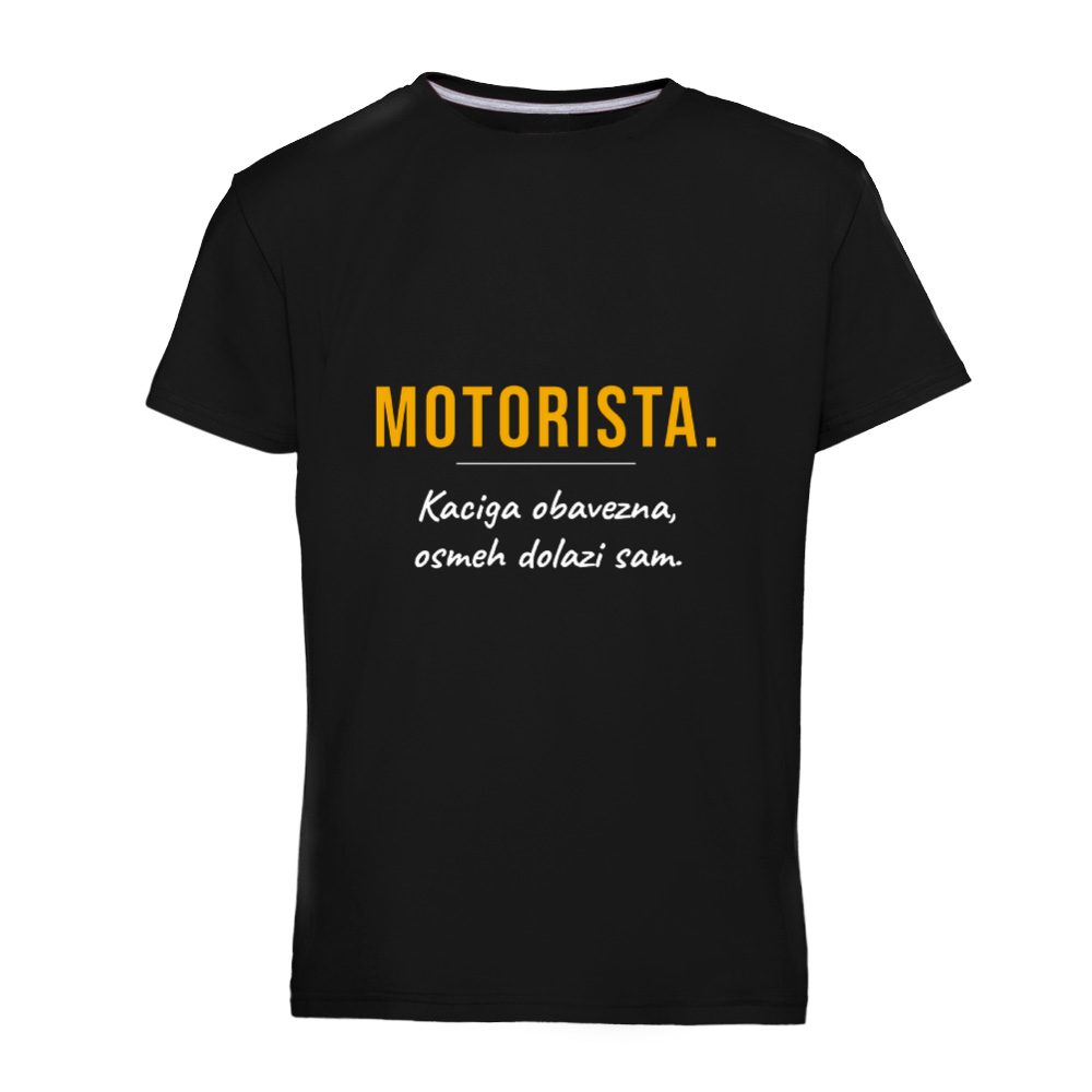 Motorista. Kaciga obavezna, osmeh dolazi sam – majica