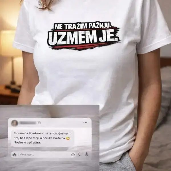 Zadovoljna kupovina krsticfamily bela ženska majica Ne tražim pažnju